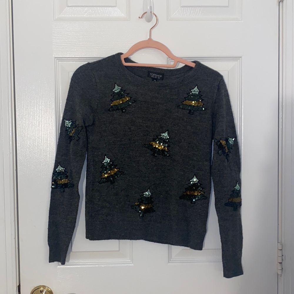 Super cute topshop sequin Christmas tree sweater